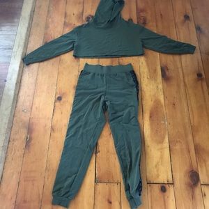 Two piece army green sweatsuit